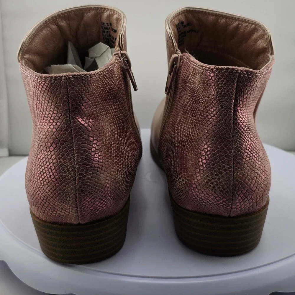 Mia‎ Girl's Ankle Boots Size 6M Rose Gold Snake Print Zipper Casual Shoes New